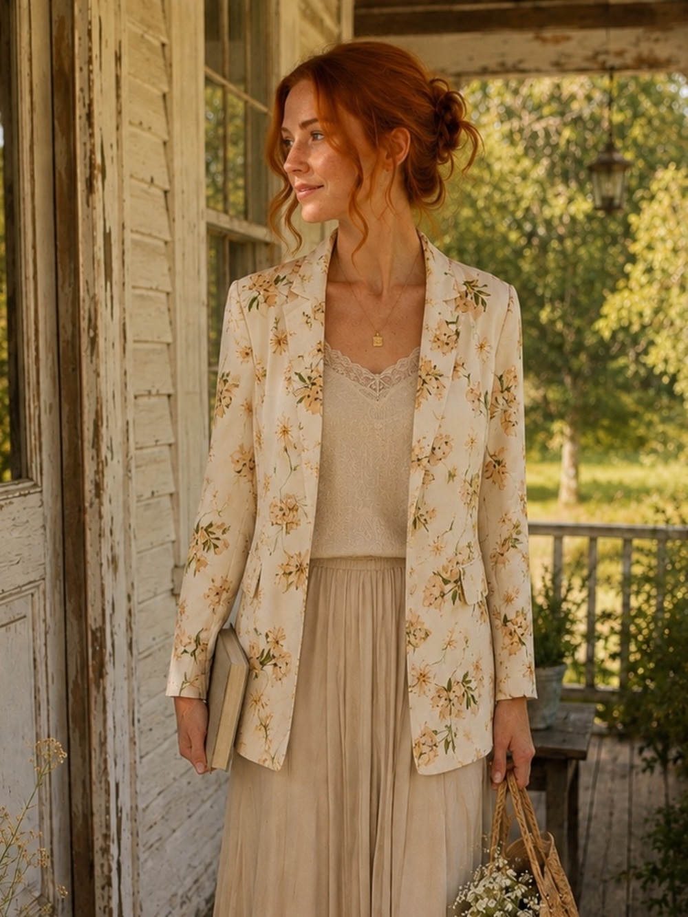 Gianni Bini Floral Longline Blazer Jacket, Cottage Core, Romantic